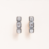 14K Gold, Oxidized Silver & Lab Grown Diamonds Huggie Earrings