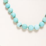 Hand Knotted Kingman Turquoise Graduated Bead Necklace with Silver and Pave Diamond Clasp