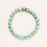 Green Howlite with Brass Bead Bracelet