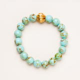 Green Howlite with Gold Plated Bead Bracelet