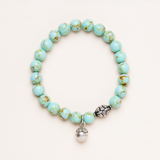Green Howlite with Tibetan Silver Bead & Pendant Bracelet