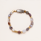Botswana Agate African Brass & Tibetan Silver Bead Bracelet