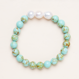 Green Howlite & Precious Pearl Bracelet