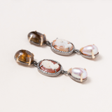 Limpia River Sapphire, Italian Shell Cameo, Precious Pearl, Silver, 14K Gold and Diamond pave Earrings