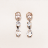 Sunstone, Moonstone, Herkimer Diamond, Silver, 14K Gold & Diamond Pave Earrings