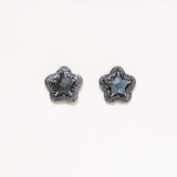 Labradorite, Black Diamond pave, Sapphire Pave, Silver Stud Earrings