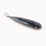 Labradorite Teardrop, Silver & Diamond pave Pendant