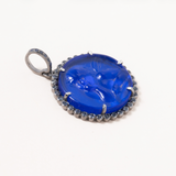 Venetian Glass Cherub, Silver & Sapphire pave Pendant