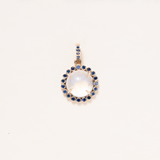 Moonstone, 14 K Gold & Sapphire Pave Pendant