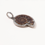 Ammonite, Silver & Diamond Pave Pendant