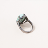 Persian Turquoise, Silver & Diamond Pave Ring