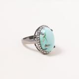 Persian Turquoise, Silver & Diamond Pave Ring