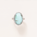 Persian Turquoise, Silver & Diamond Pave Ring