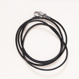 Black Vegan Leather, Silver & Diamond Pave Clasp