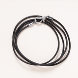 Black Vegan Leather, Silver & Diamond Pave Clasp