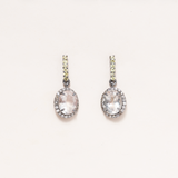Sunstone, Silver, Diamond pave & Yellow Sapphire Pave Earrings