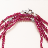 Rubie Strands, Pave Diamond Clasp & Pave Diamond Beads Necklace