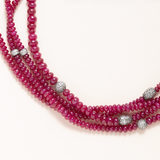 Rubie Strands, Pave Diamond Clasp & Pave Diamond Beads Necklace