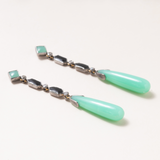 Chrysoprase, Black Onyx & Silver Earrings Earrings