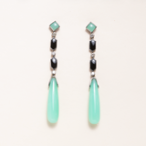 Chrysoprase, Black Onyx & Silver Earrings Earrings