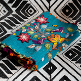 Hand Embroidered Turquoise Table Runner