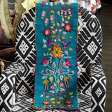 Hand Embroidered Turquoise Table Runner