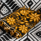 Hand embroidered Black & Ochre Table Runner