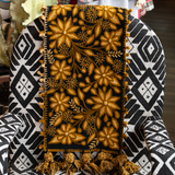 Hand embroidered Black & Ochre Table Runner