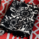Hand Embroidered Black & White Table Runner