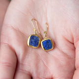 Lapis Lazuli Earrings Set into 22K Gold