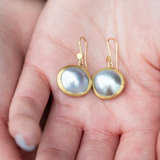 Sea of Cortez Pearl Earrings Set into 22k Gold
