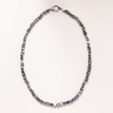 Faceted Labradorite Cube Necklace with Double Sided Diamond Pave Silver Clasp