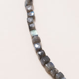 Faceted Labradorite Cube Necklace with Double Sided Diamond Pave Silver Clasp