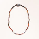 Multi Colored Spinel Necklace with Black Diamond & Rubi Silver Elephant Clasp