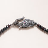 Multi Colored Spinel Necklace with Black Diamond & Rubi Silver Elephant Clasp