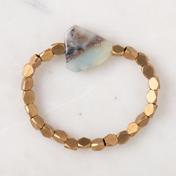 Dendritic Agate and African Brass Bloom Bracelet