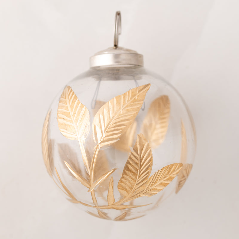 Clear Glass Ball with Gold Leaves Cutting