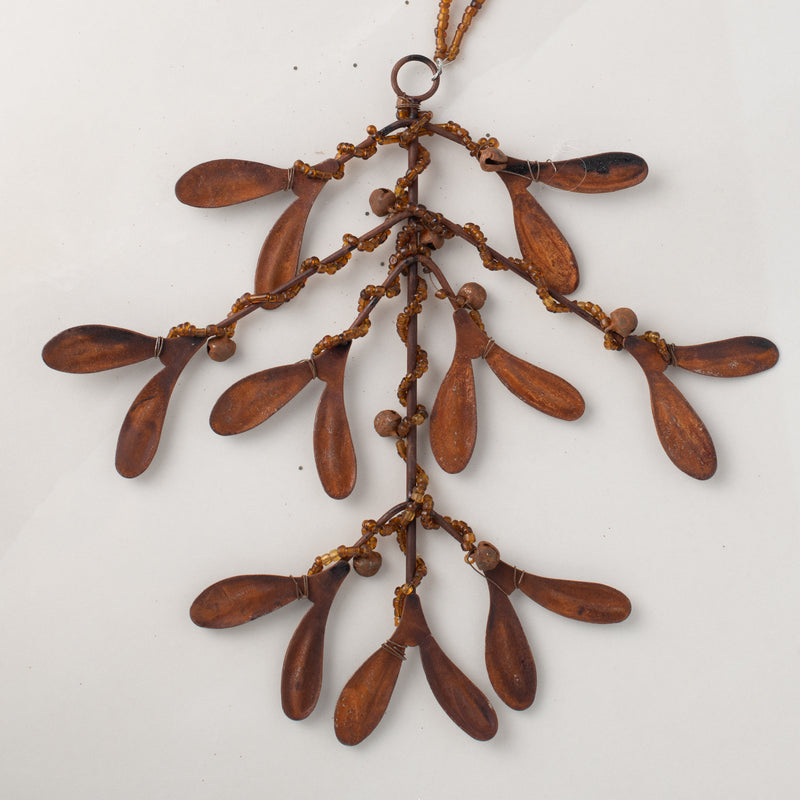 Metal Mistletoe Ornament with Bells