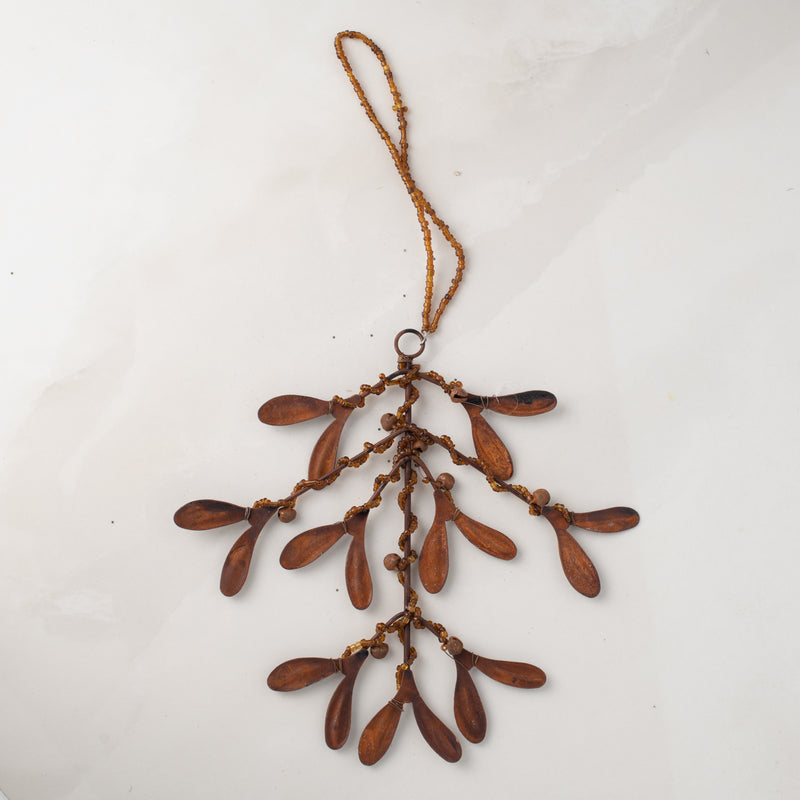 Metal Mistletoe Ornament with Bells