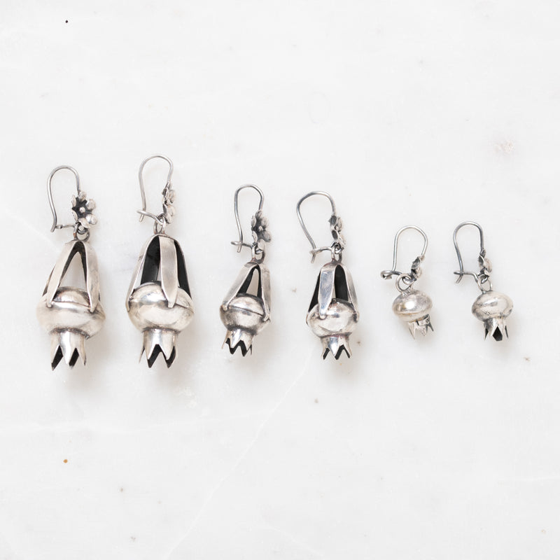 Silver Pomegranate Earrings