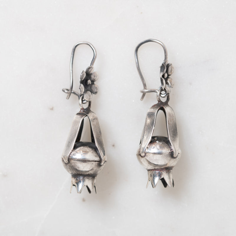 Silver Pomegranate Earrings
