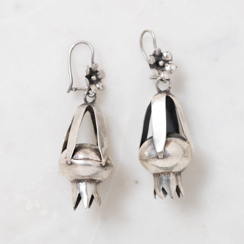 Silver Pomegranate Earrings