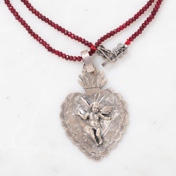 Sacred Heart Ruby Necklace