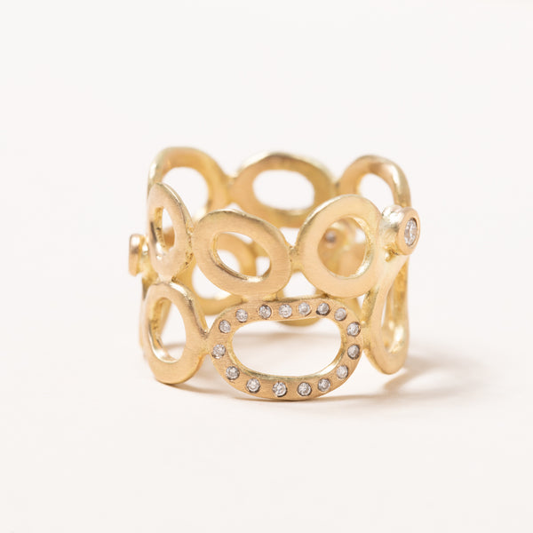 18k Gold Loop Ring with Diamonds