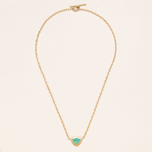 22K Gold Chain with Triangular Colombian Emerald