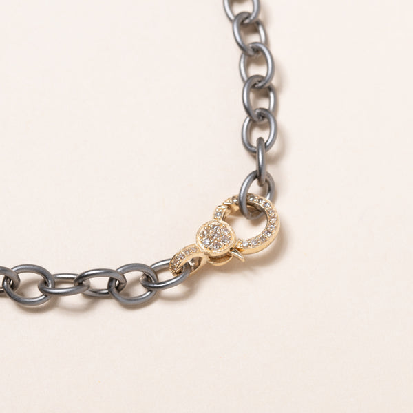 18" Silver Chain with Gold Diamond Clasp