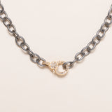 18" Silver Chain with Gold Diamond Clasp