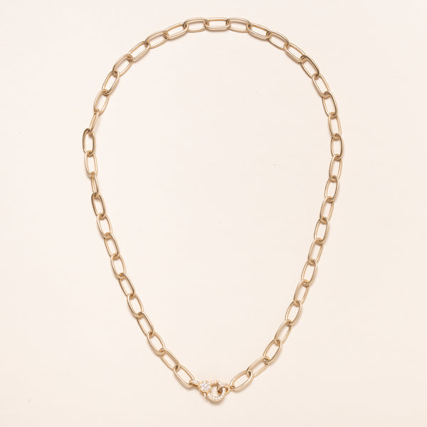 14k Gold Matte Oval Link Chain 16"