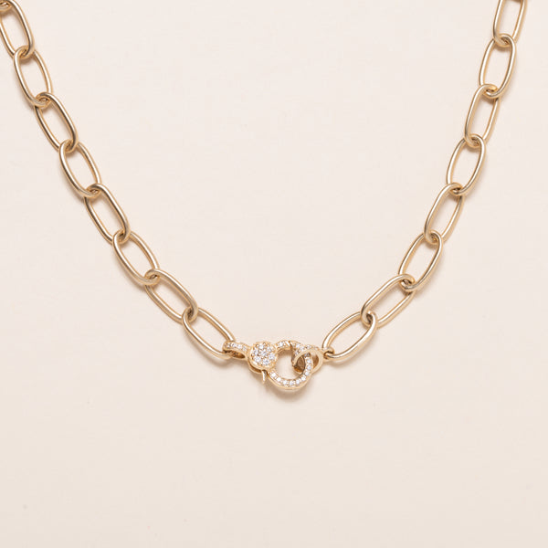 14k Gold Matte Oval Link Chain 16"