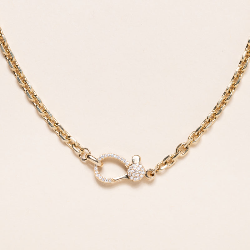 14k Gold Necklace w/diamond clasp 18"